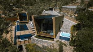 Showcasing NRN Homeland projects: Five Olive Dream Trip, Ammoudeli Apartments, Green House, River Villas, Viento Luxury Apartments, Ammoudeli Luxury Suites, and Spa & Wellness Compound in Plomari, Lesvos. Experience luxury, nature, and authentic Greek living.
